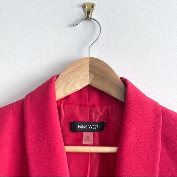 Nine West Blazer Red Shawl Collar Lined Black Buttons Women's 10 - Picture 4 of 8